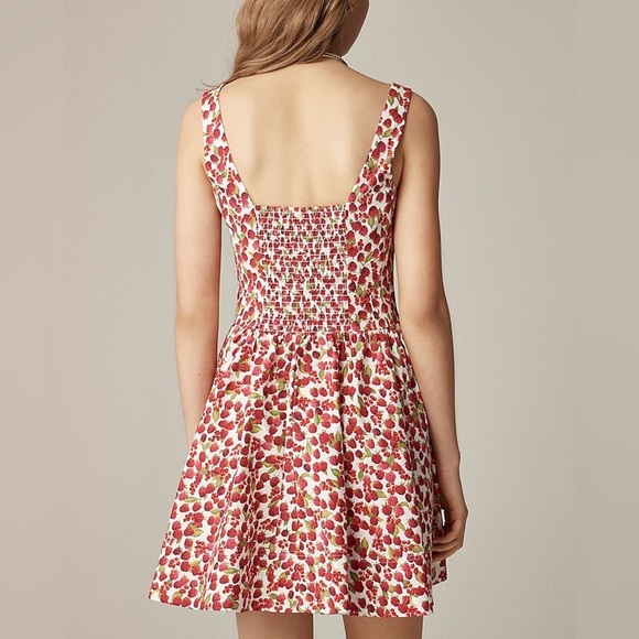 J. Crew Fit-and-flare mini dress in raspberry print Red White Size 8 NWT Fruit - Picture 3 of 16